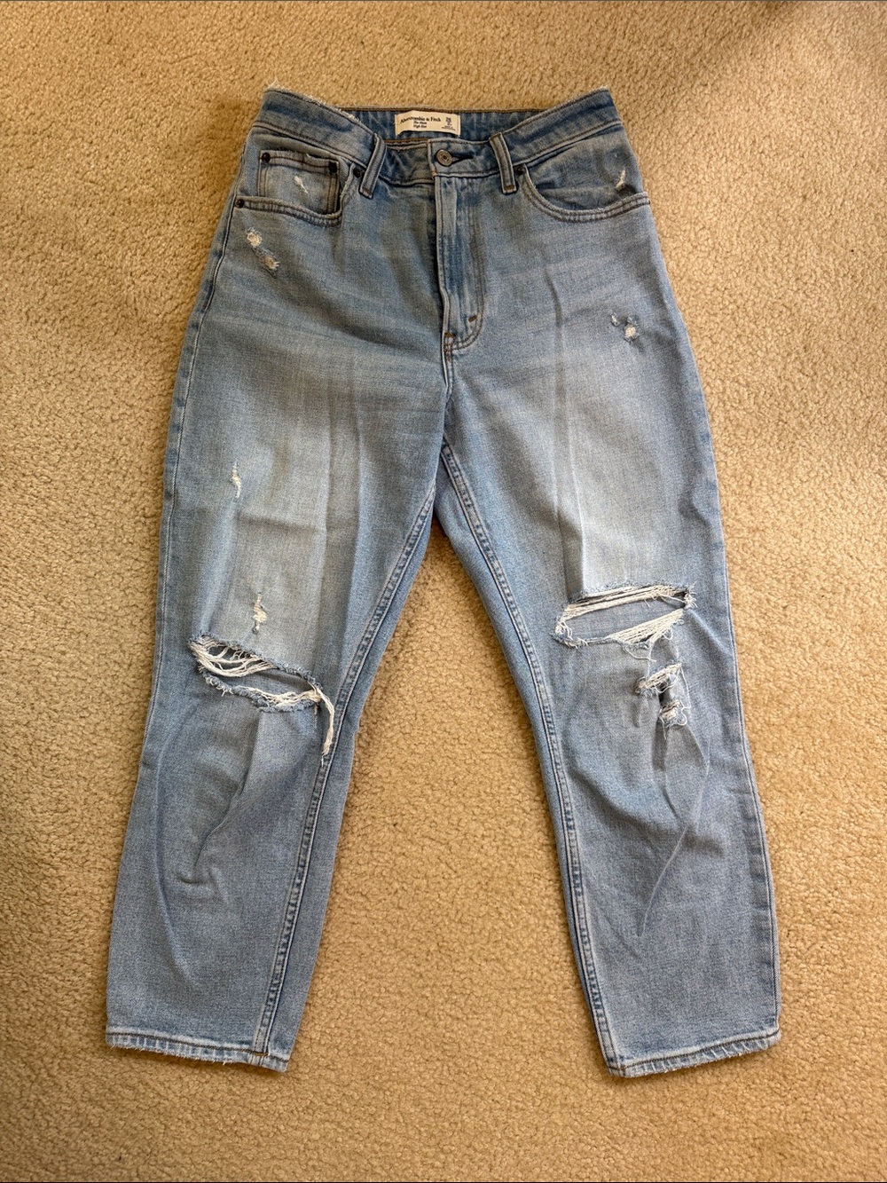 Abercrombie & Fitch Light Blue Distressed Boyfriend Jeans